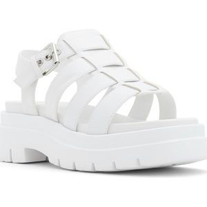 Call It Spring Luanna Lug Sole Platform Chunky Sandal White